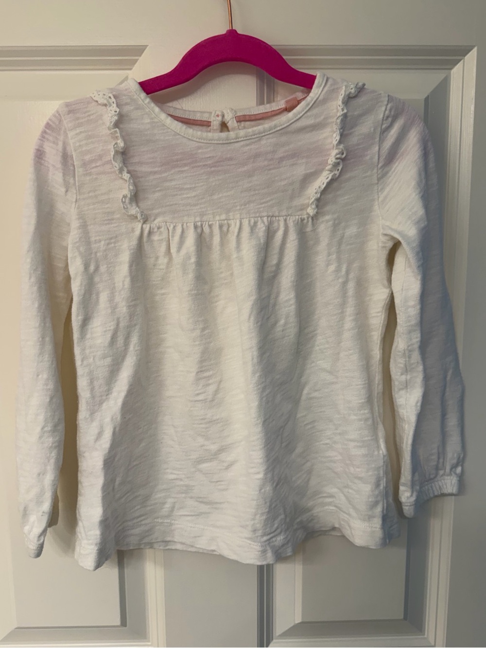 Boden Cream Ruffle Long-Sleeve Top